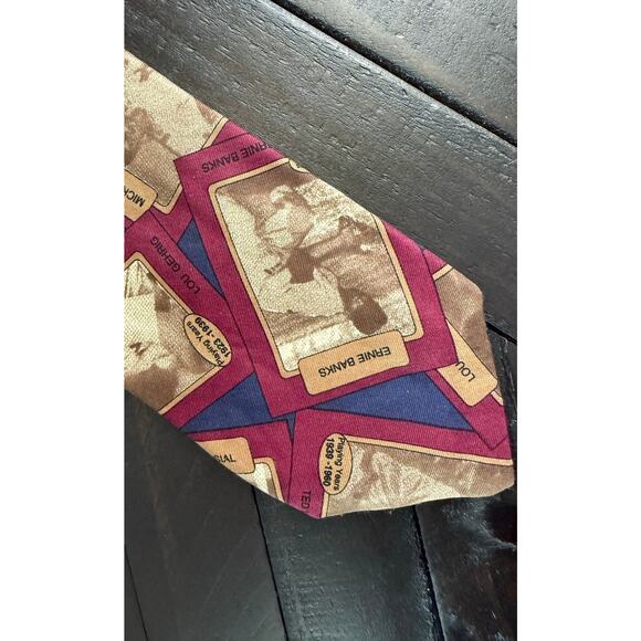 Brixton, Ltd. Vintage Baseball Card Novelty Tie 100% Silk Made in America - Picture 1 of 4